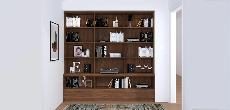 Built-In Record Shelves and Bookcase