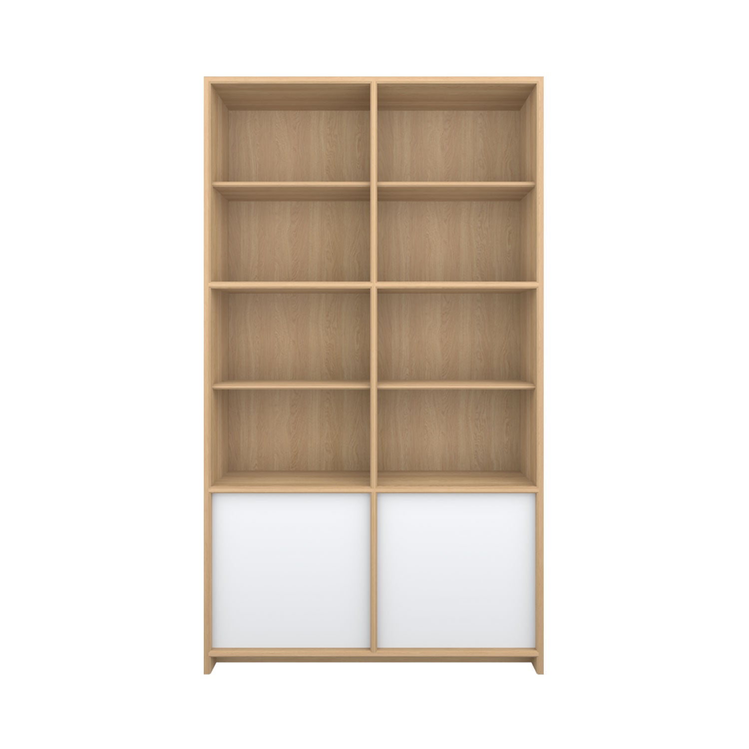 Axel Bookcase with Door Oak - W120cm / Oak/White / Oak Veneer