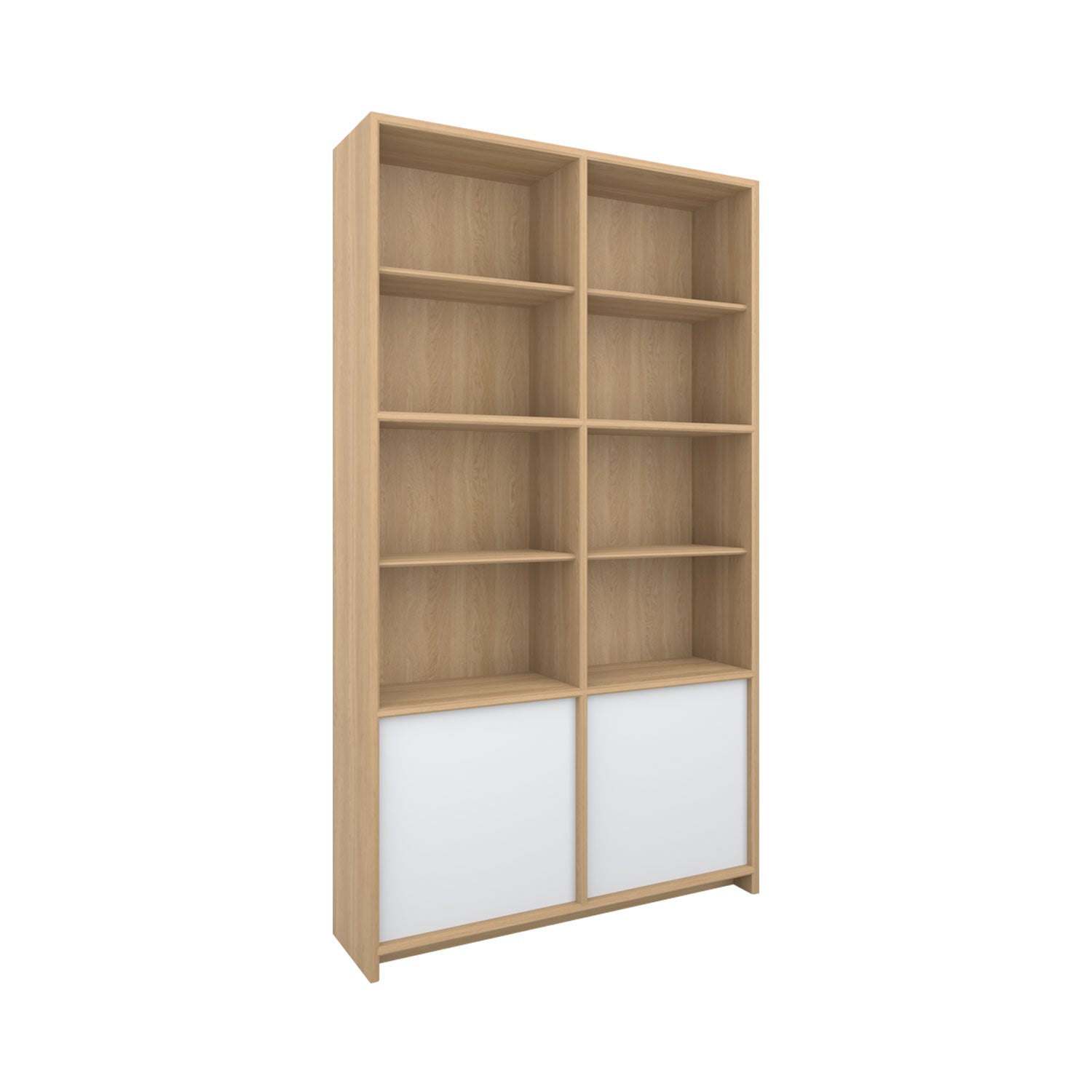 Axel Bookcase with Door Oak - W120cm / Oak/White / Solid Oak