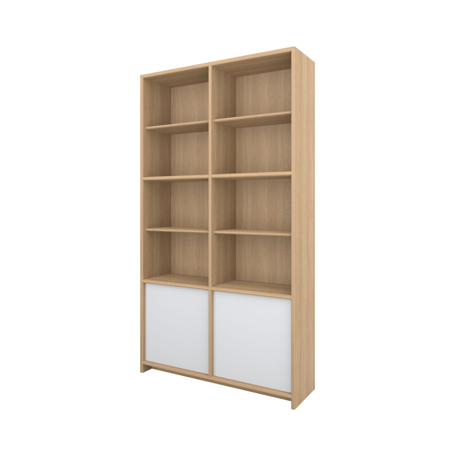 Axel Bookcase with Door Oak - W120cm / Oak/White / Solid Oak
