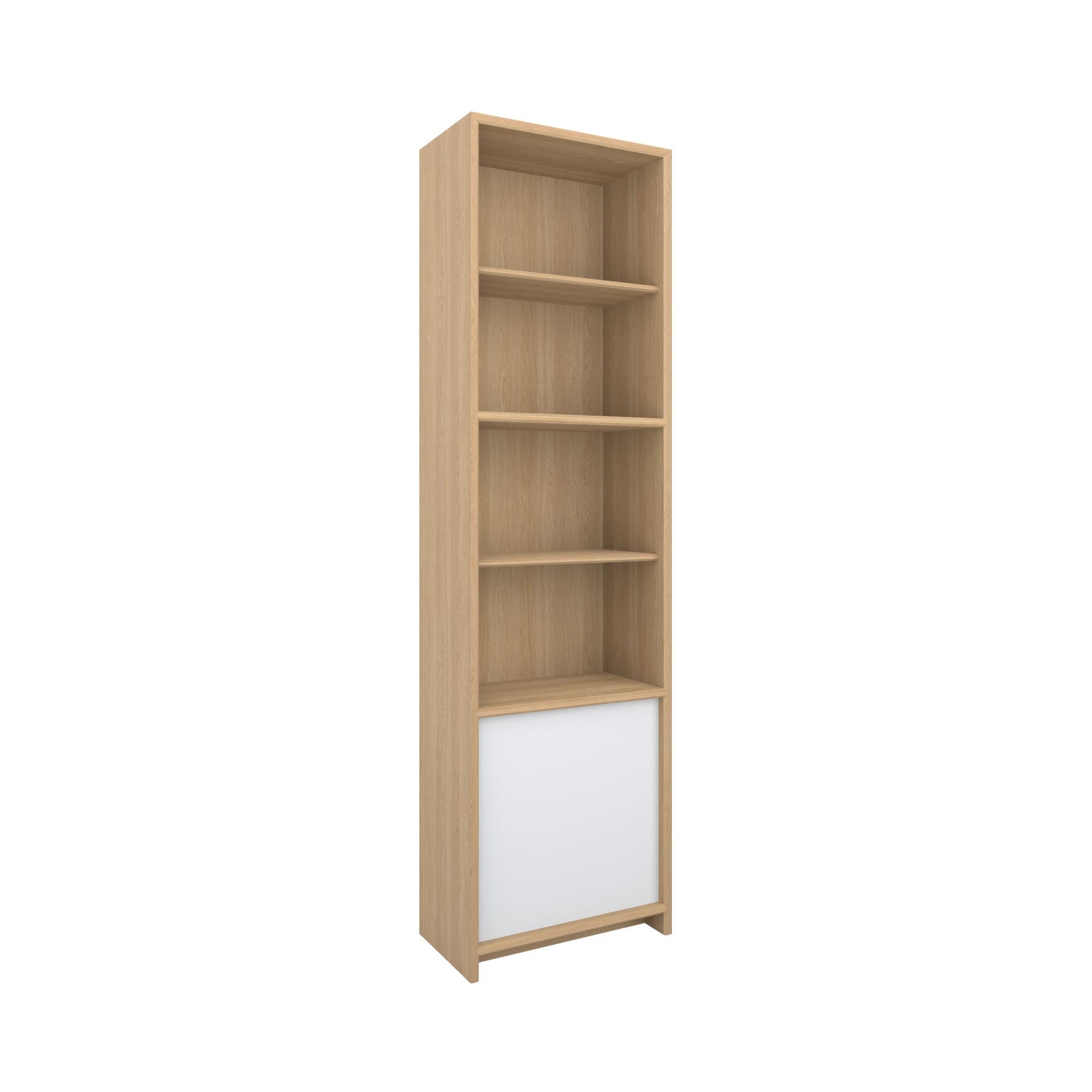 Axel Bookcase with Door Oak - W60cm / Oak/White / Oak Veneer