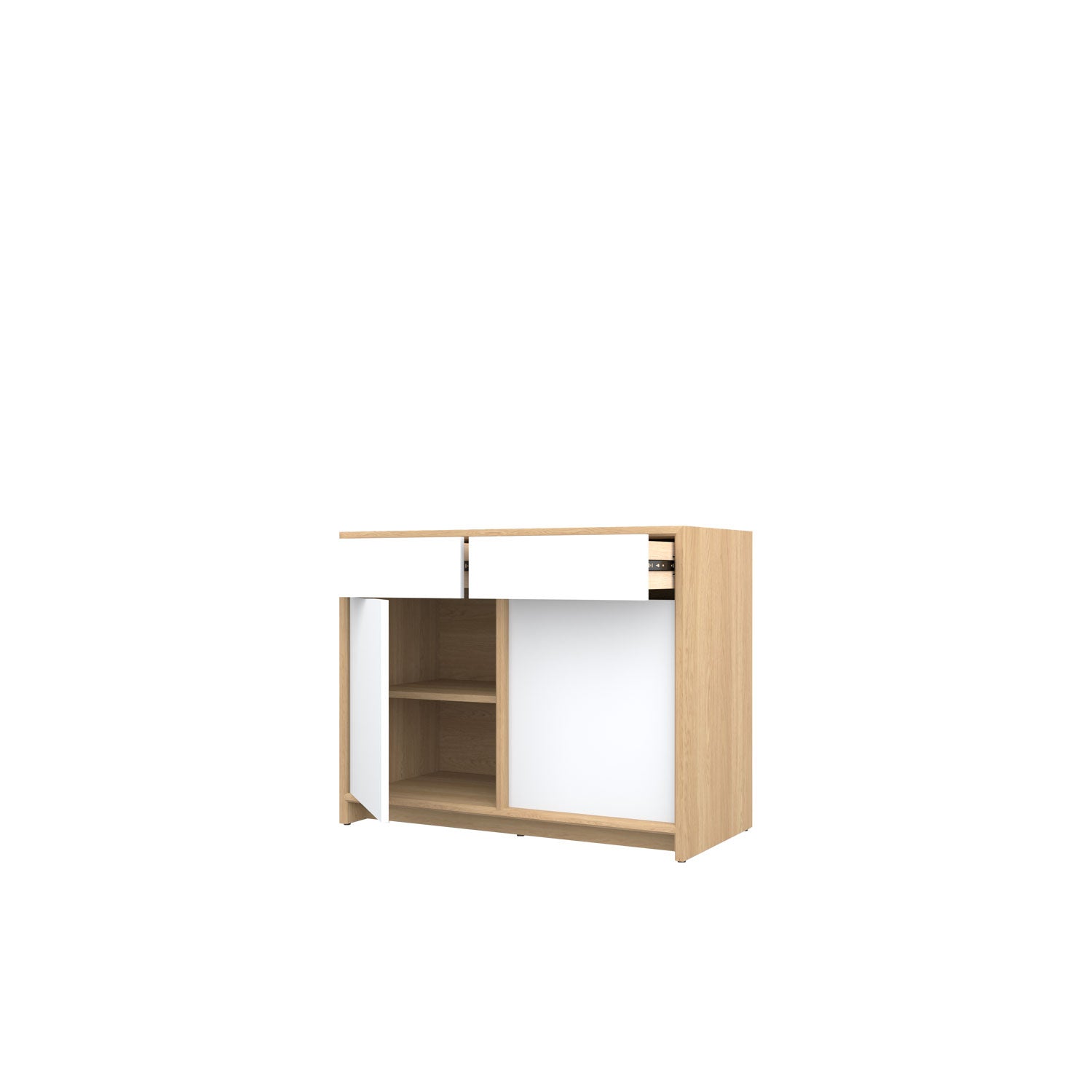 Axel 2 Door Buffet 100 Oak - Oak/White / Solid Oak