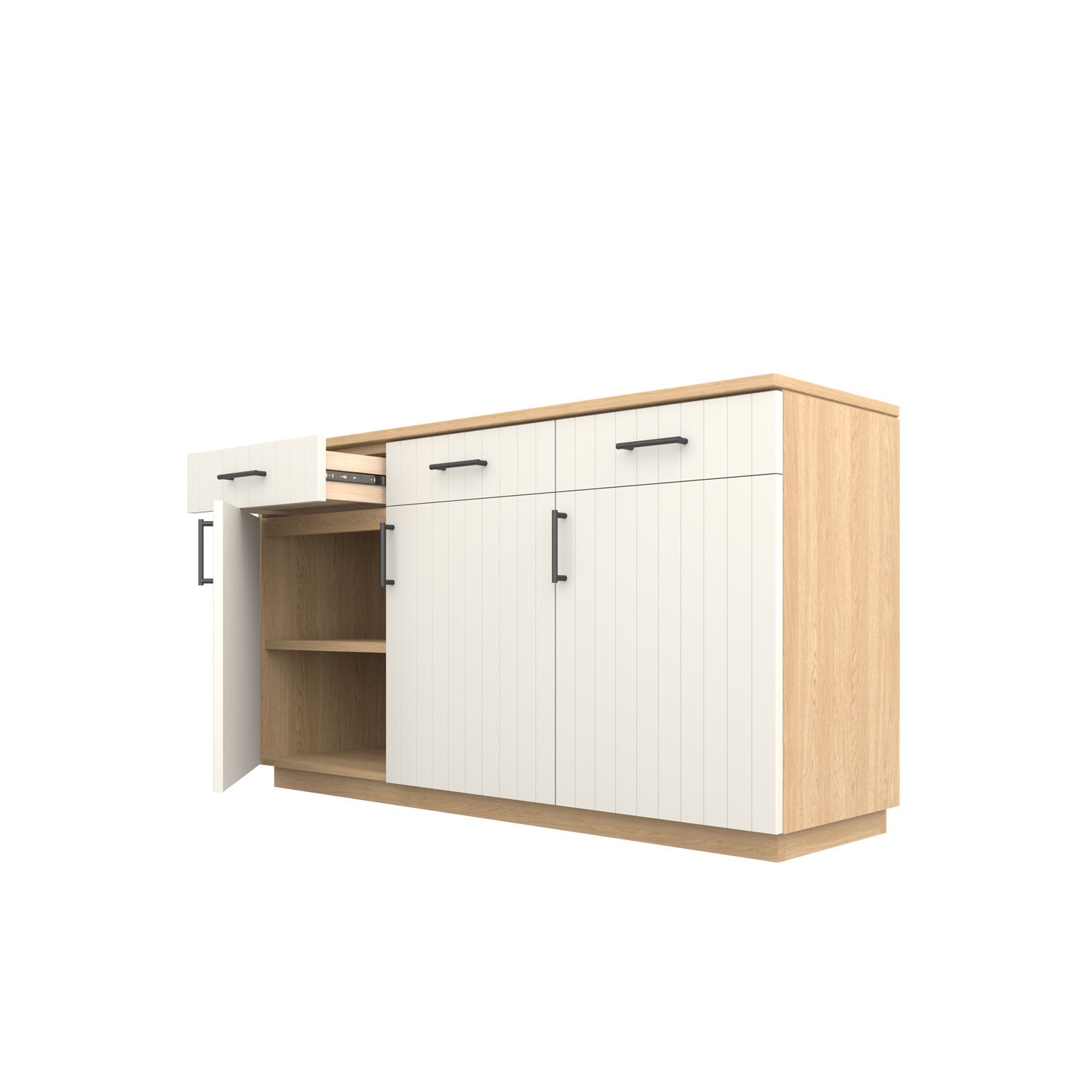 Booker Buffet 160 - Oak/White / Solid Oak