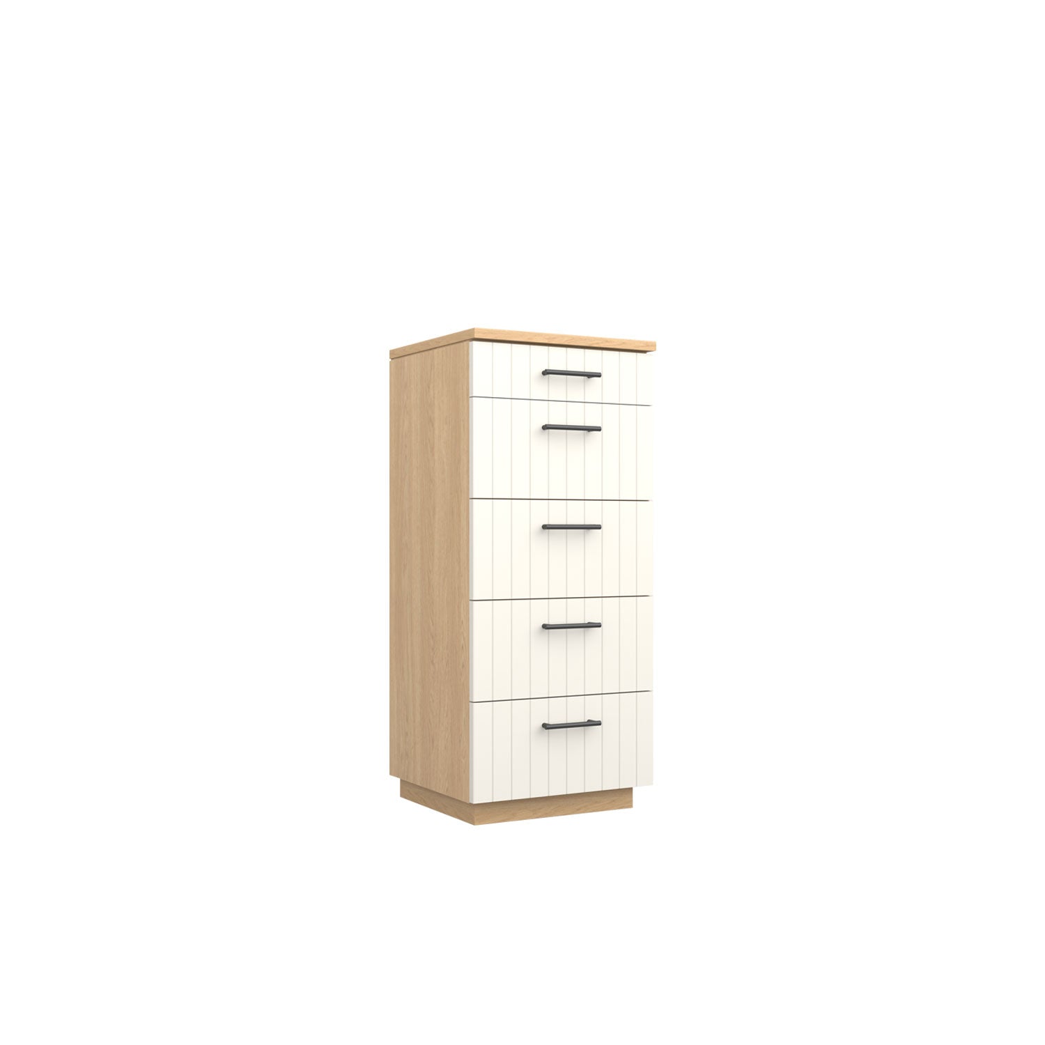 Booker 5 Drawer Tallboy 50 - Oak/White