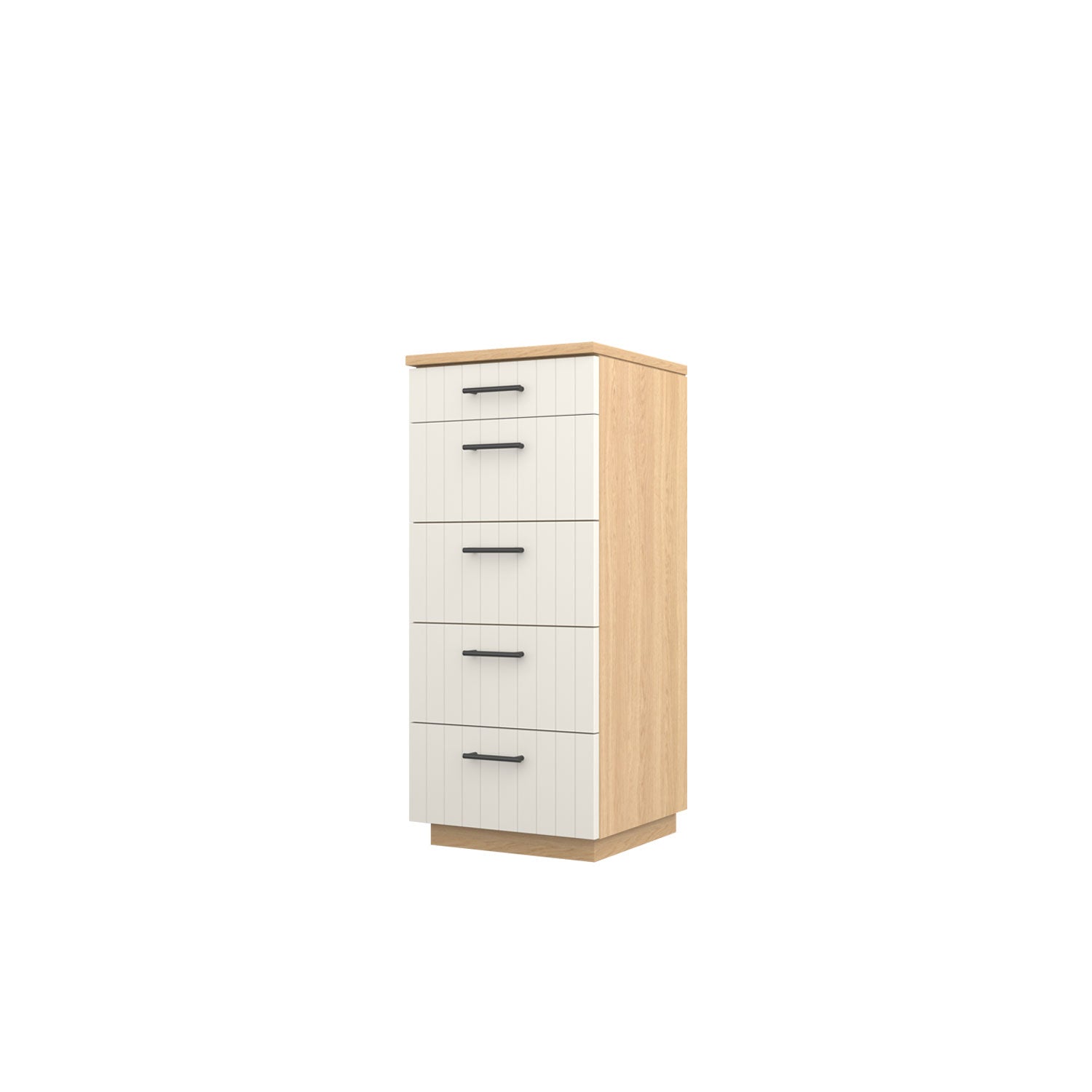 Booker 5 Drawer Tallboy 50 - Oak/White