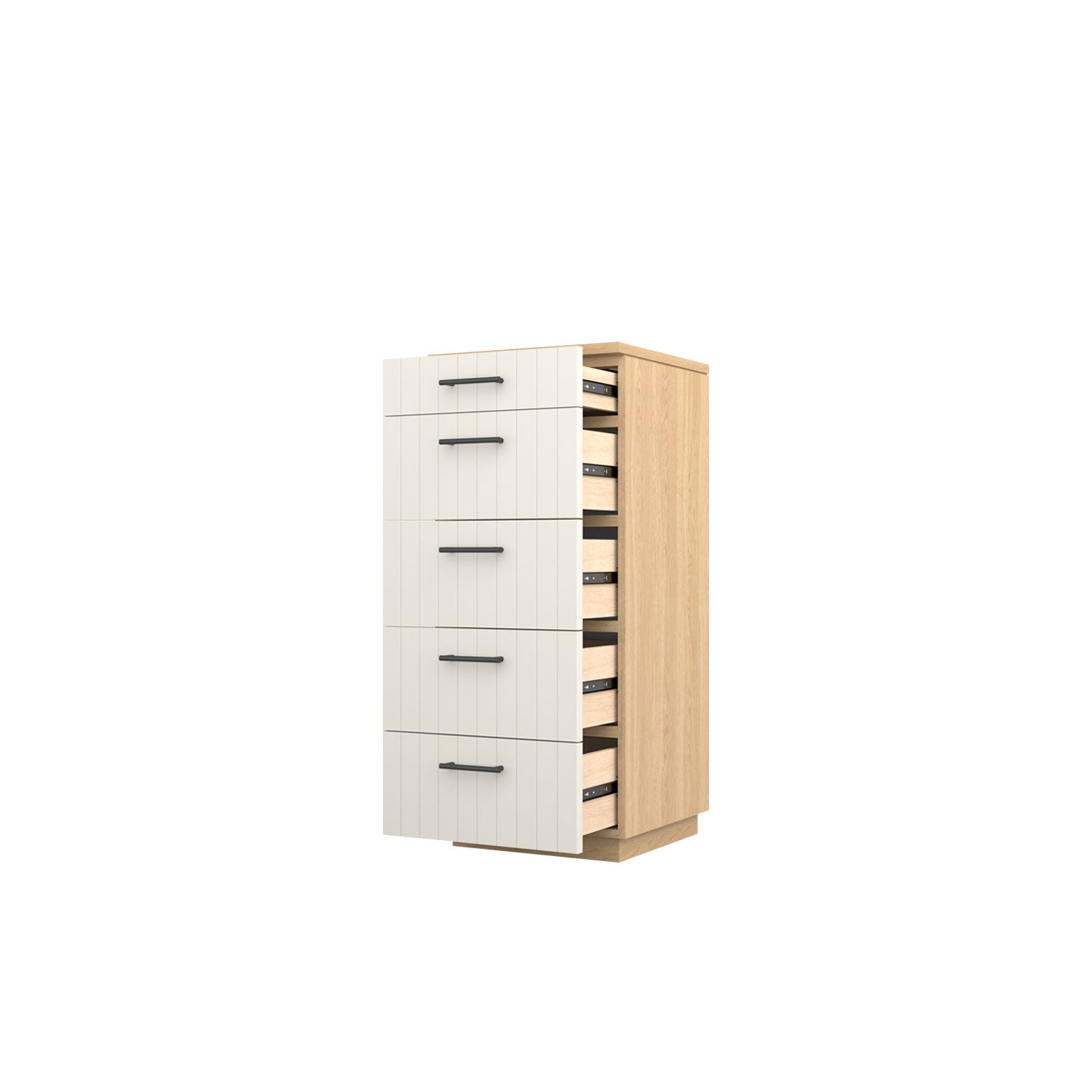 Booker 5 Drawer Tallboy 50 - Oak/White