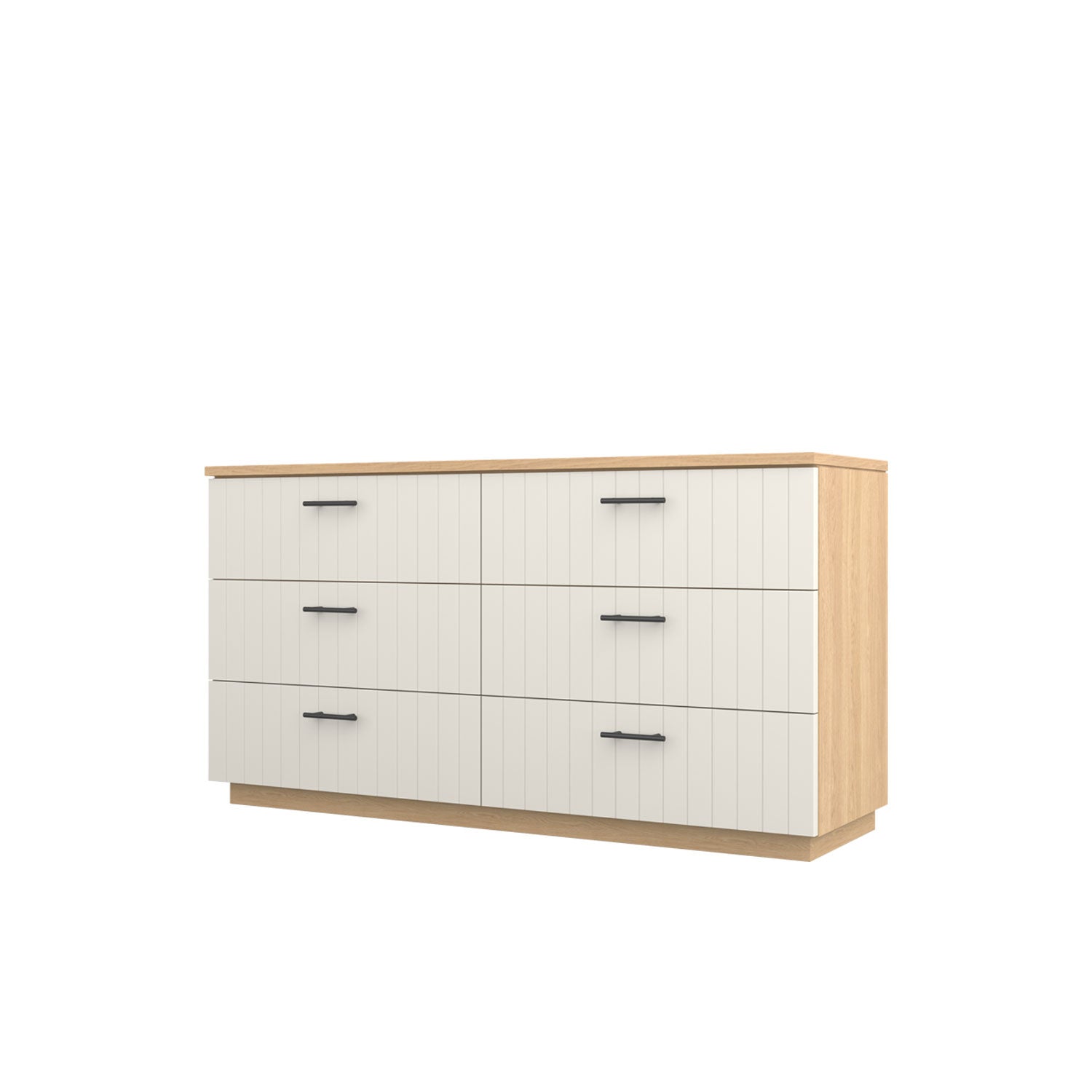 Booker 6 Drawer Dresser 160 - Oak/White / Solid Oak