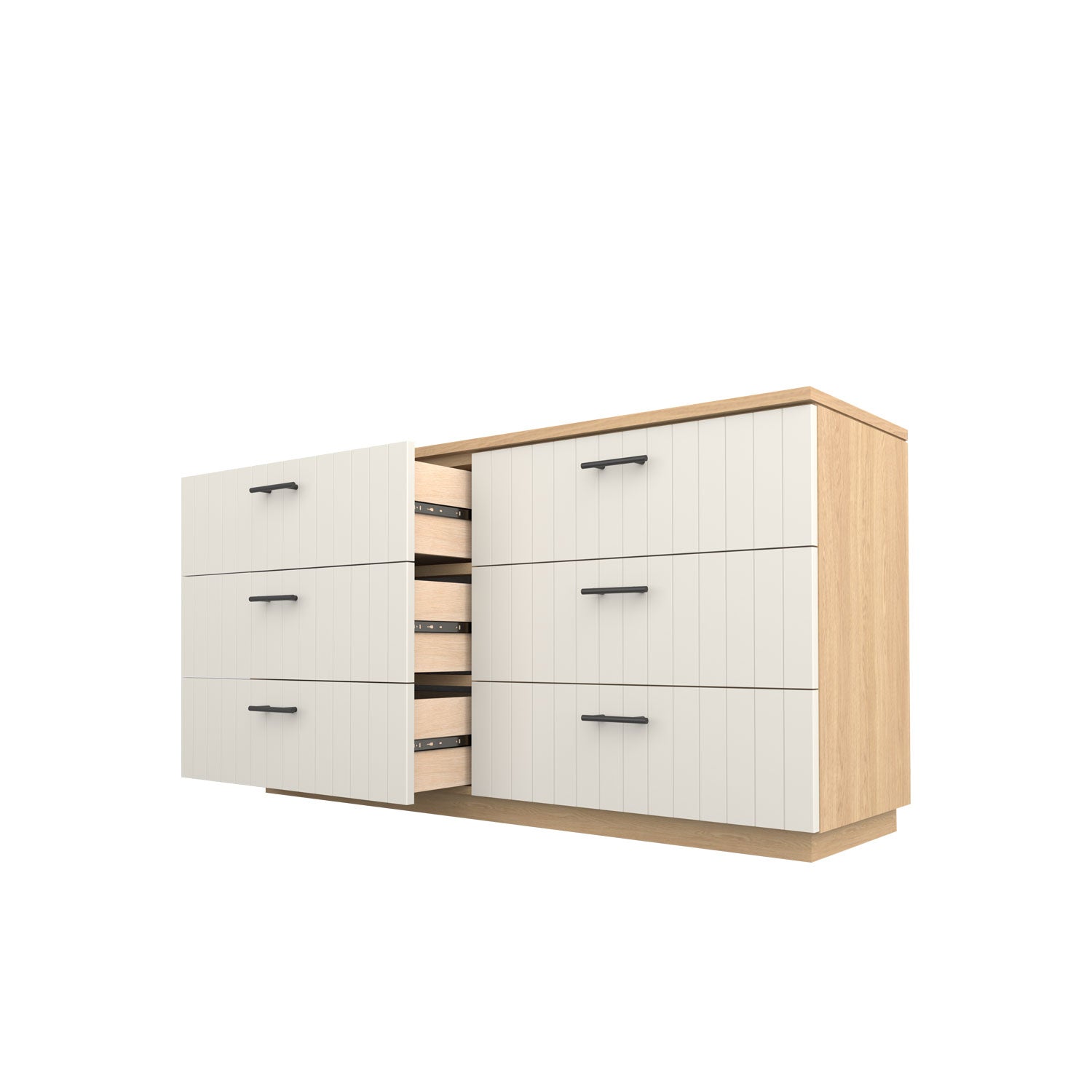 Booker 6 Drawer Dresser 160 - Oak/White / Solid Oak