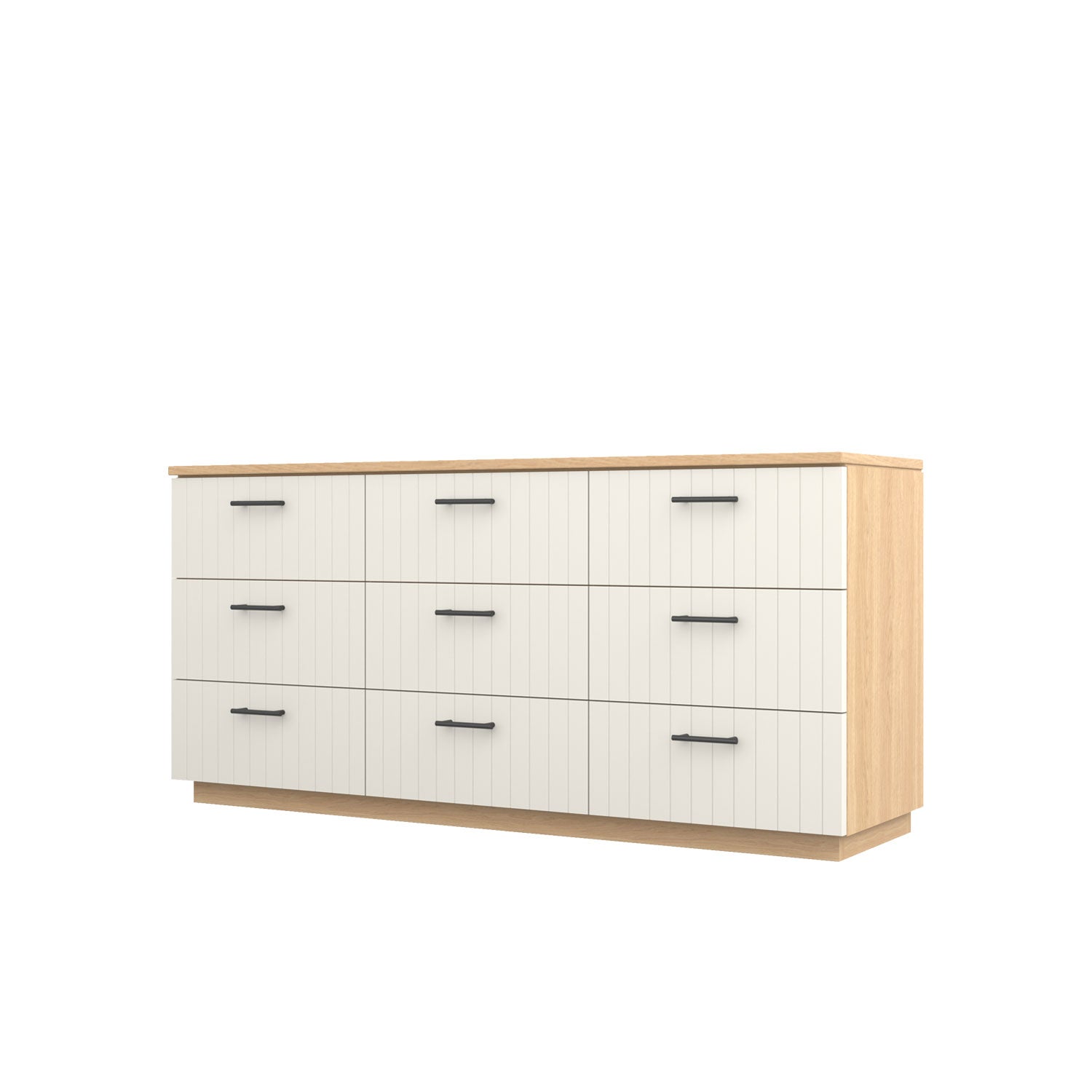Booker 9 Drawer Dresser 180 - Oak/White / Solid Oak