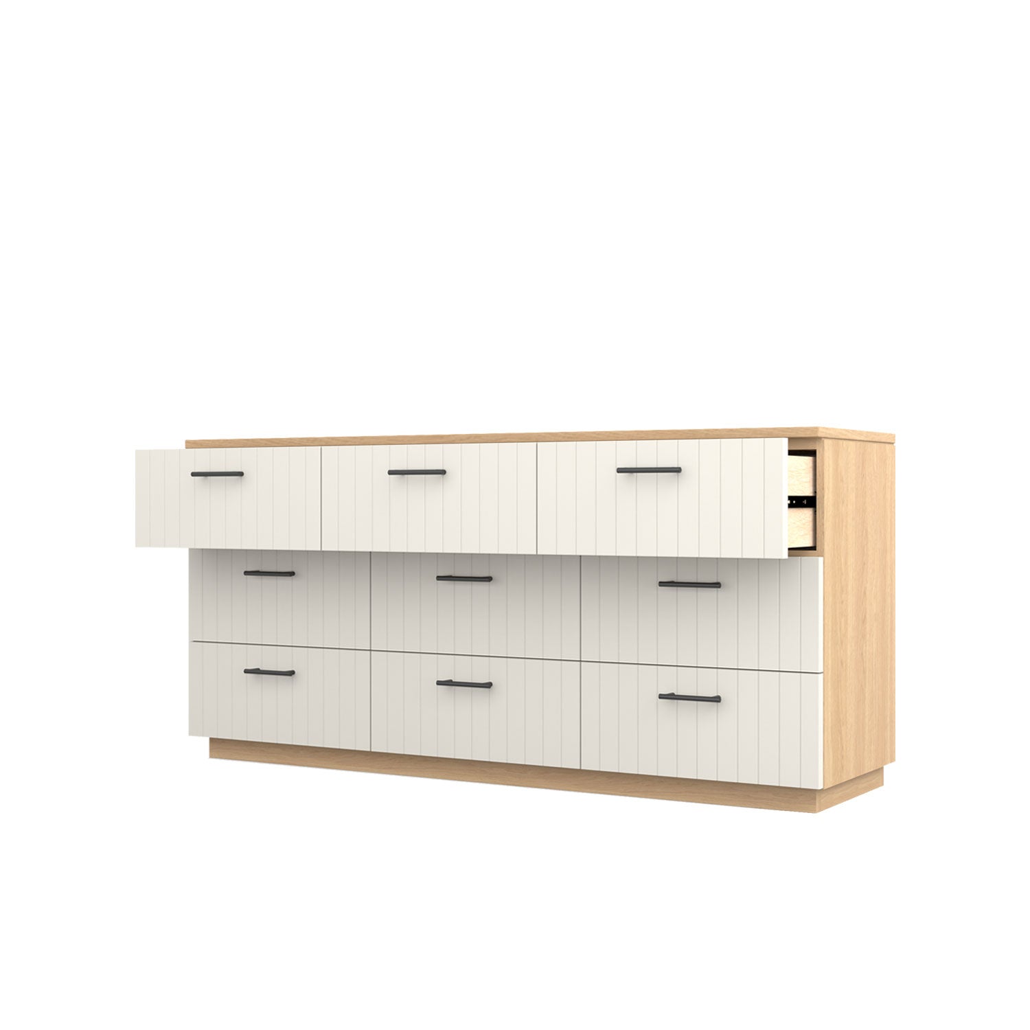 Booker 9 Drawer Dresser 180 - Oak/White / Solid Oak