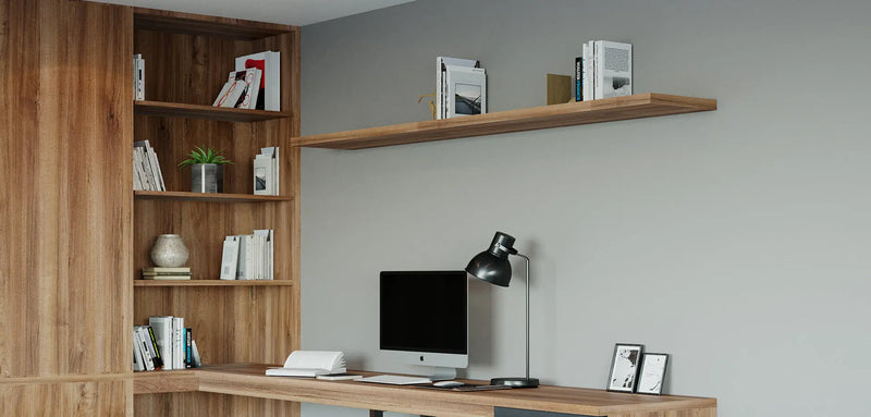 Sleek Study Suite: From Shelving to Guitar Hideaway