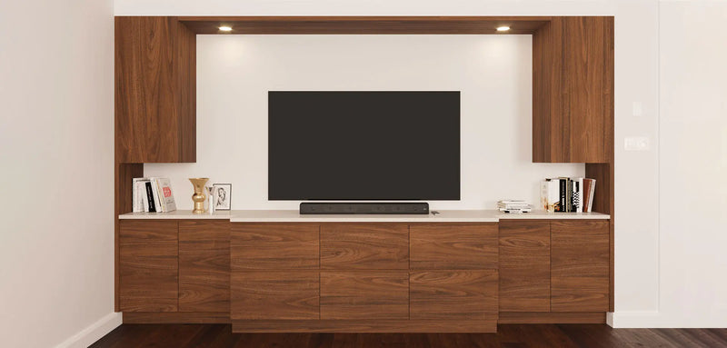 Elegant Bedroom Fit-Out: Walnut Finish & Stone Benchtop