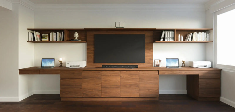 Sleek Study Duo: Walnut Finish & Tech-Savvy Features