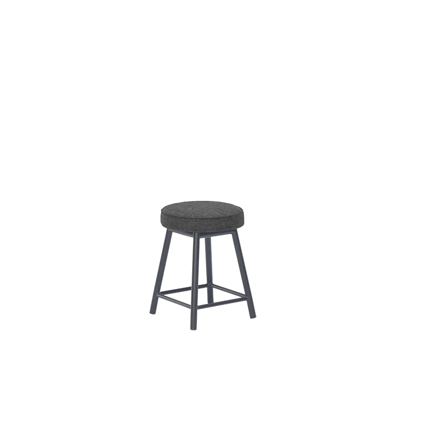 Dan Alu Dining Stool Black - Upholstered Seat - Karl Dark Grey