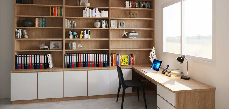 Sleek Study Ensemble: Books to Buffet