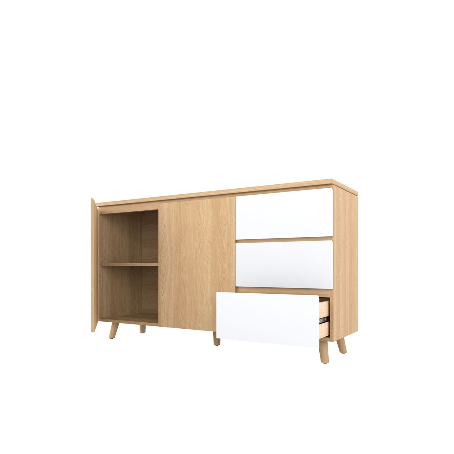 Fritz Buffet 160 Oak - Oak/White / Oak Veneer