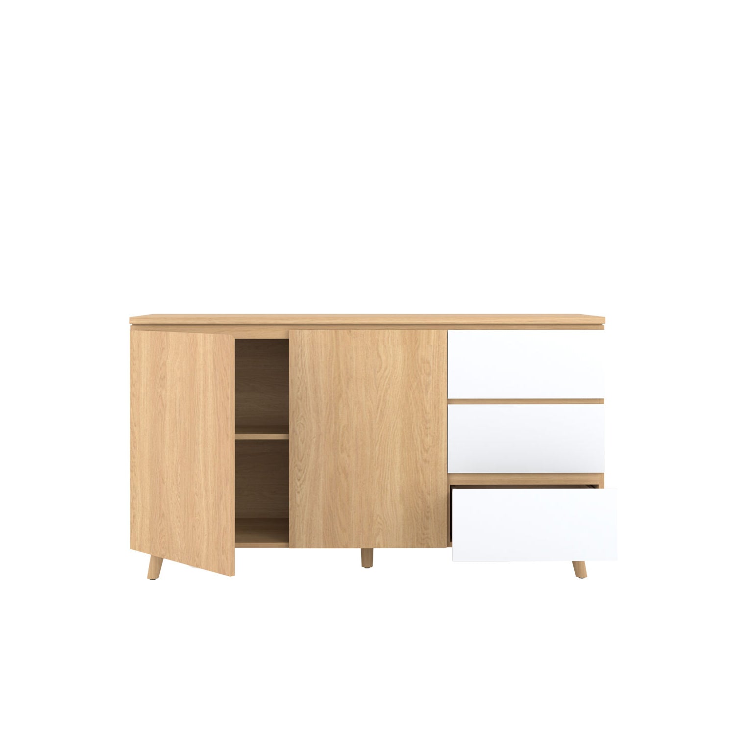 Fritz Buffet 160 Oak - Oak/White / Oak Veneer