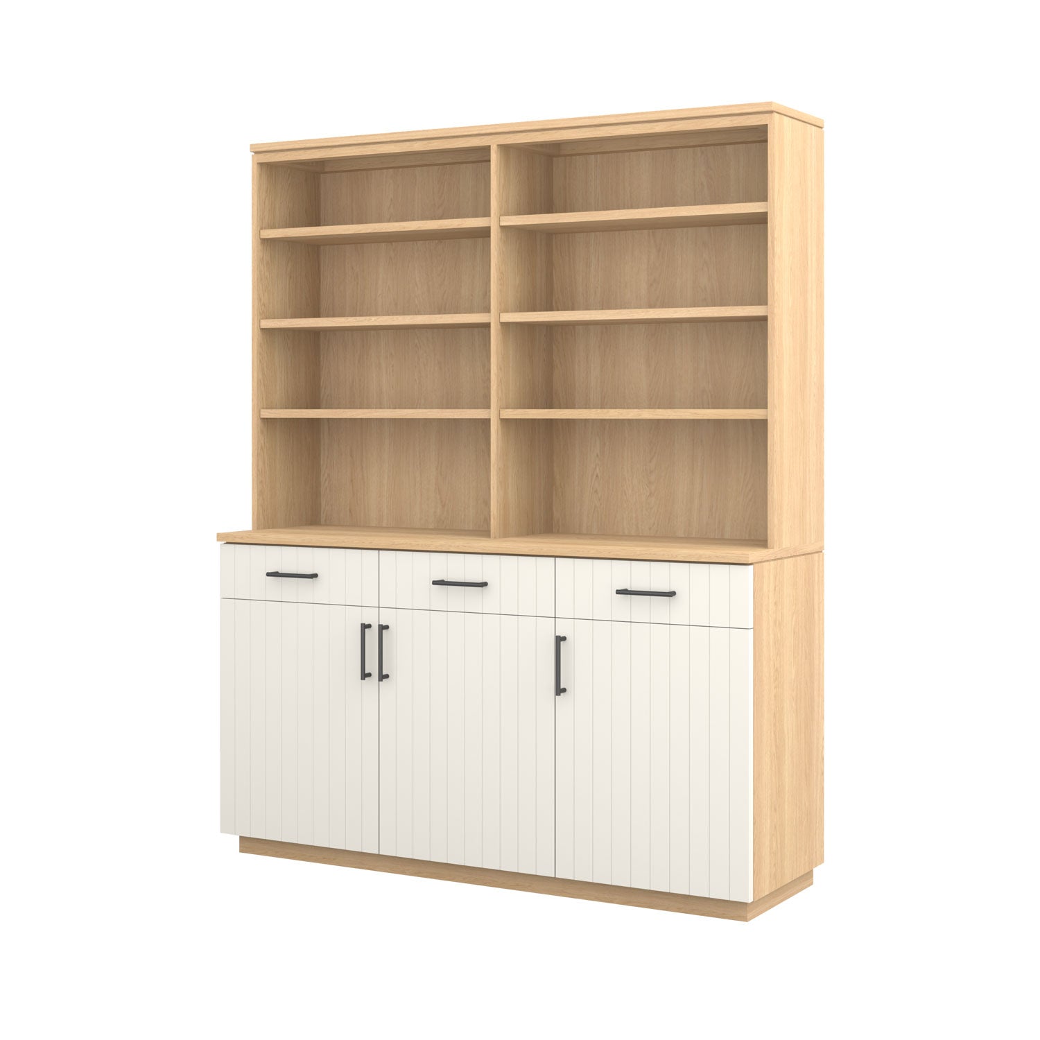 Booker 3 Door Buffet Bookcase 160 - Oak/White / Solid Oak