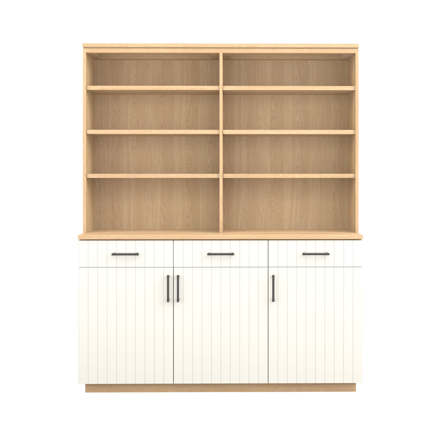 Booker 3 Door Buffet Bookcase 160 - Oak/White / Solid Oak