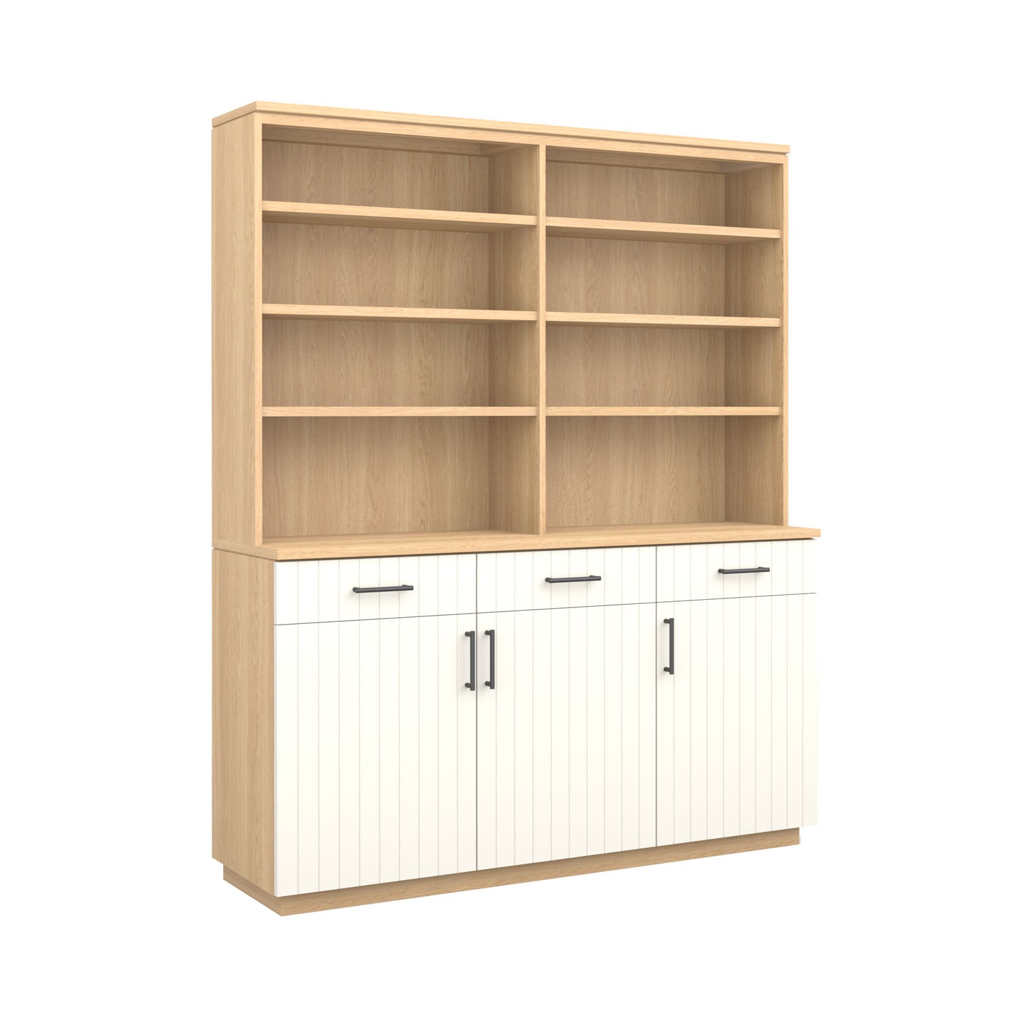 Booker 3 Door Buffet Bookcase 160 - Oak/White / Solid Oak