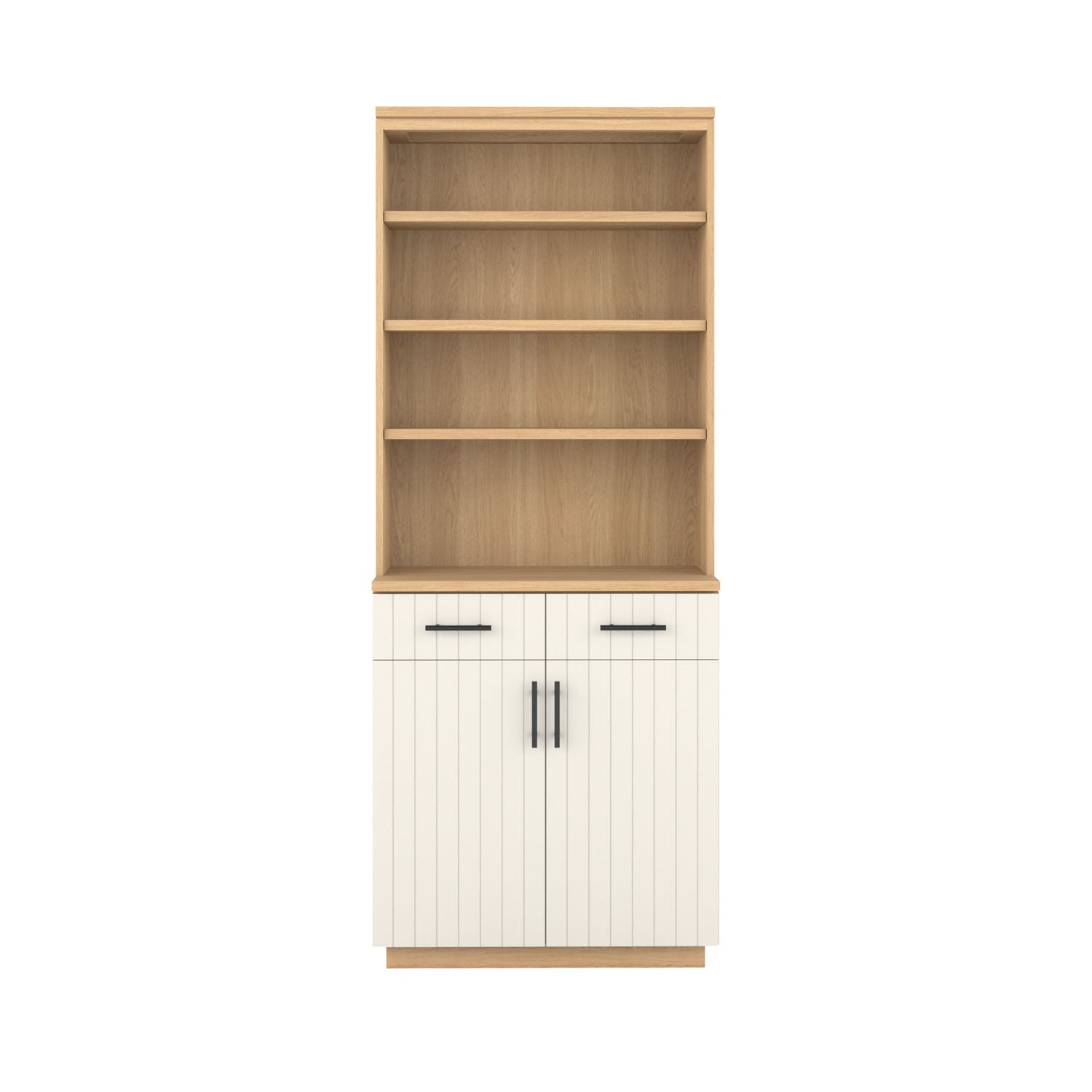Booker 2 Door Buffet Bookcase 80 - Oak/White / Solid Oak