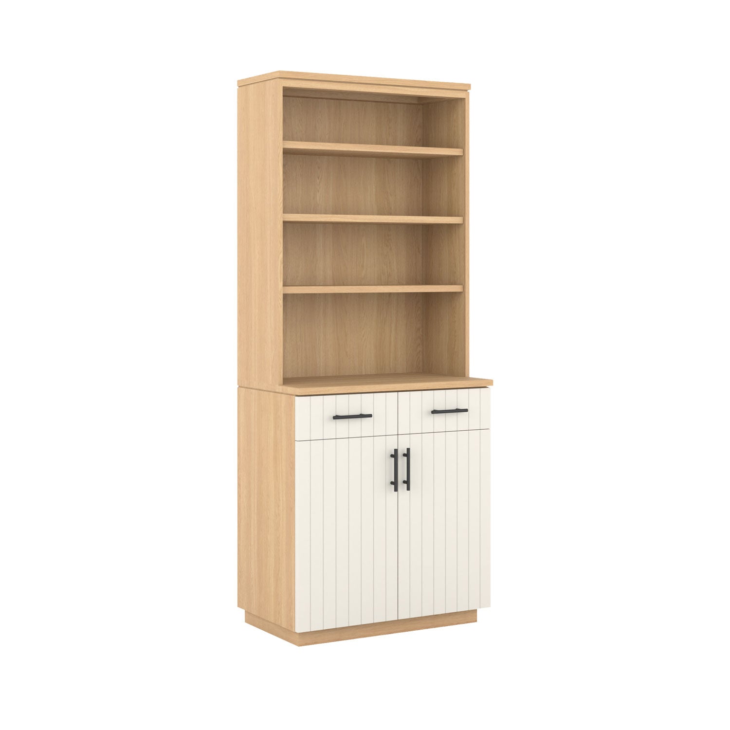 Booker 2 Door Buffet Bookcase 80 - Oak/White / Solid Oak