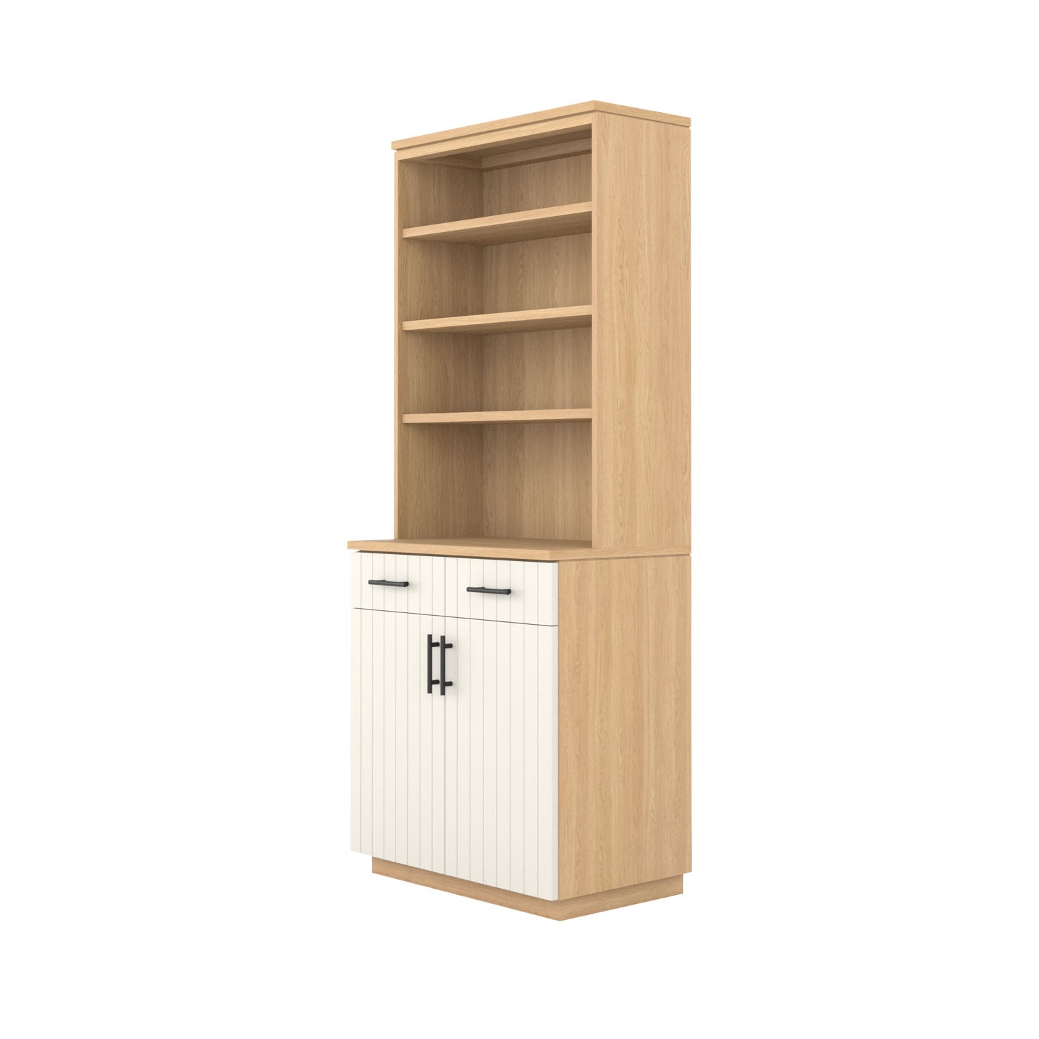 Booker 2 Door Buffet Bookcase 80 - Oak/White / Solid Oak