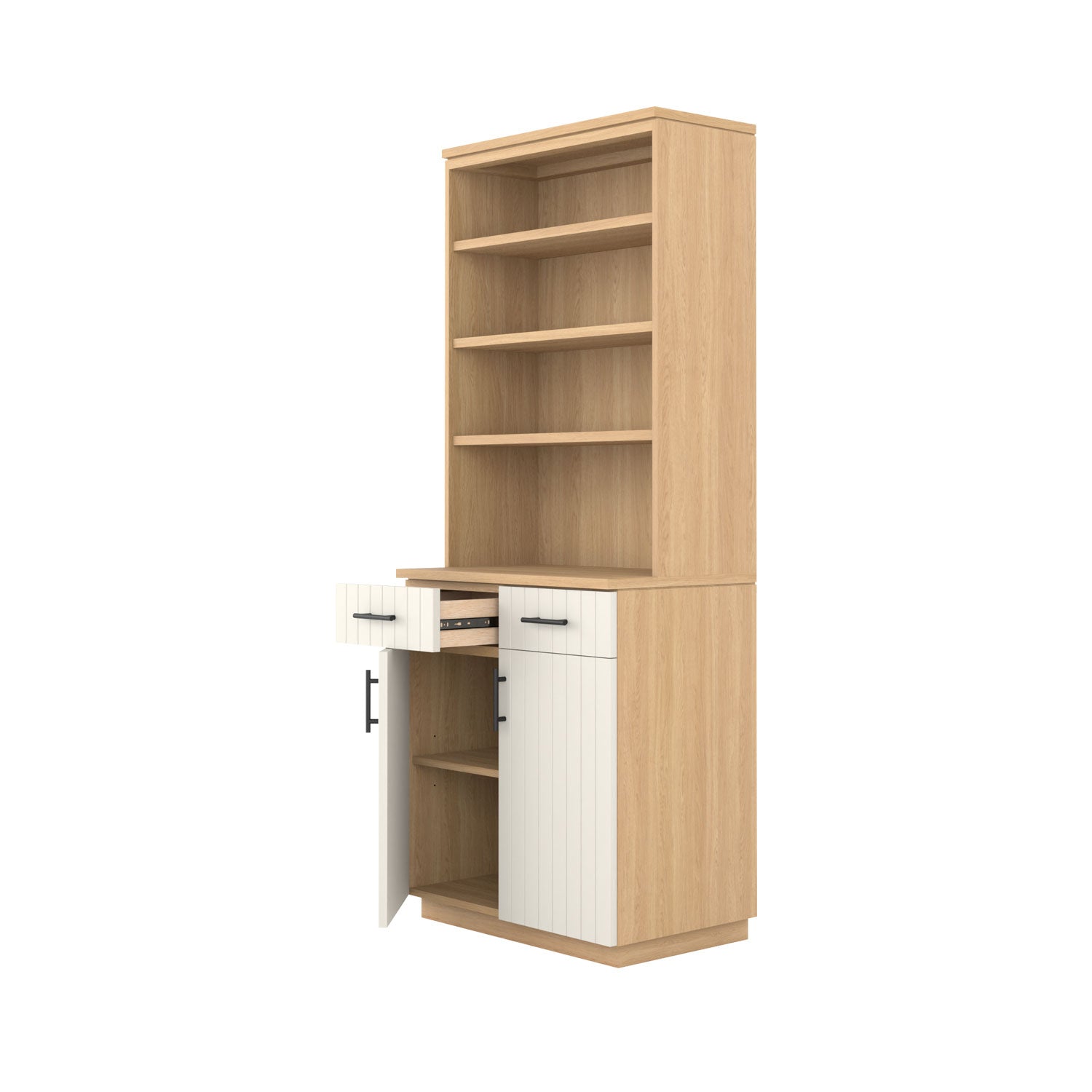 Booker 2 Door Buffet Bookcase 80 - Oak/White / Oak Veneer