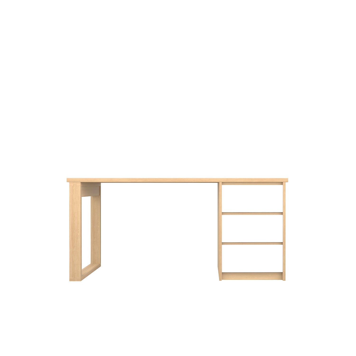 Kara 3 Drawer Desk - L160 / Oak/White