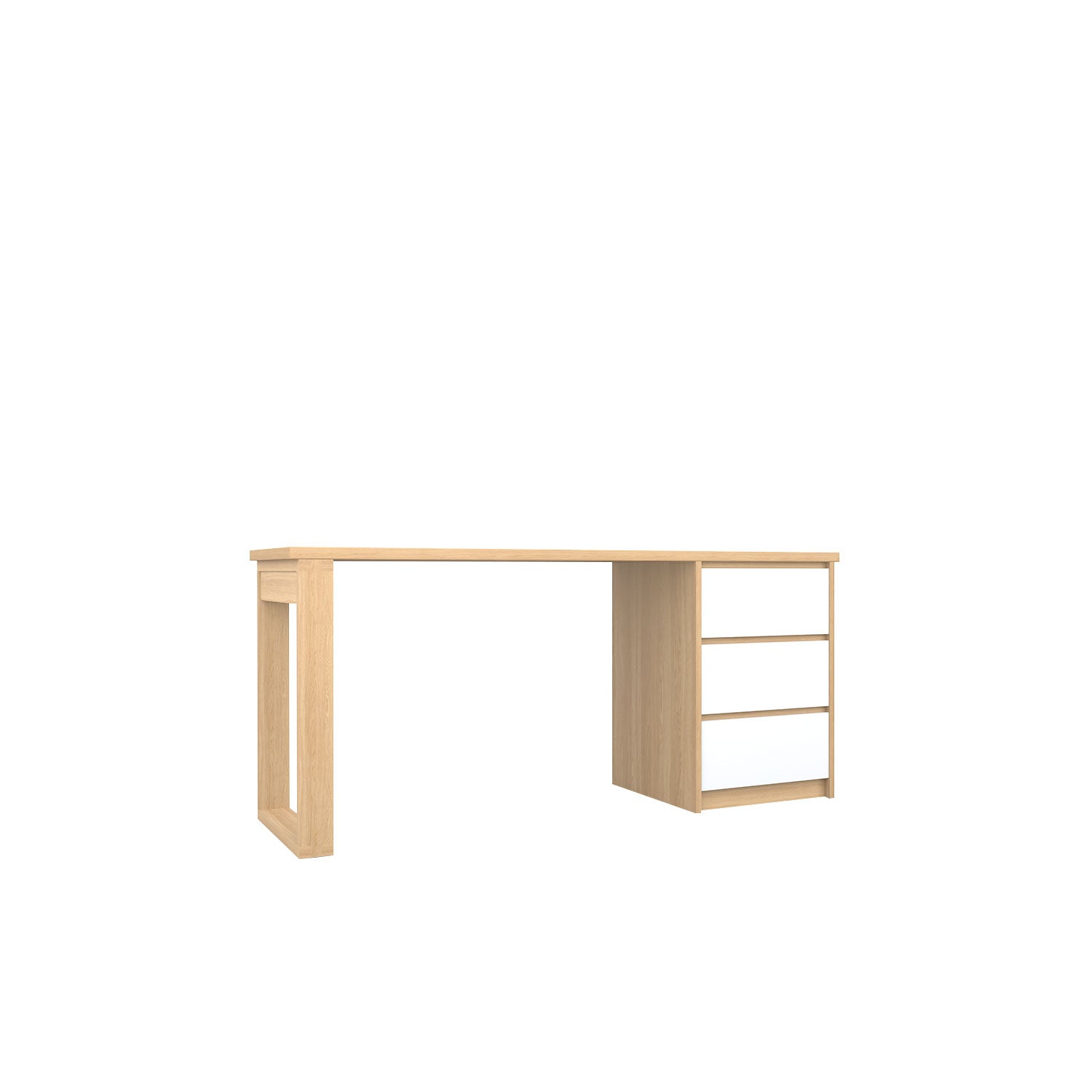 Kara 3 Drawer Desk - L160 / Oak/White