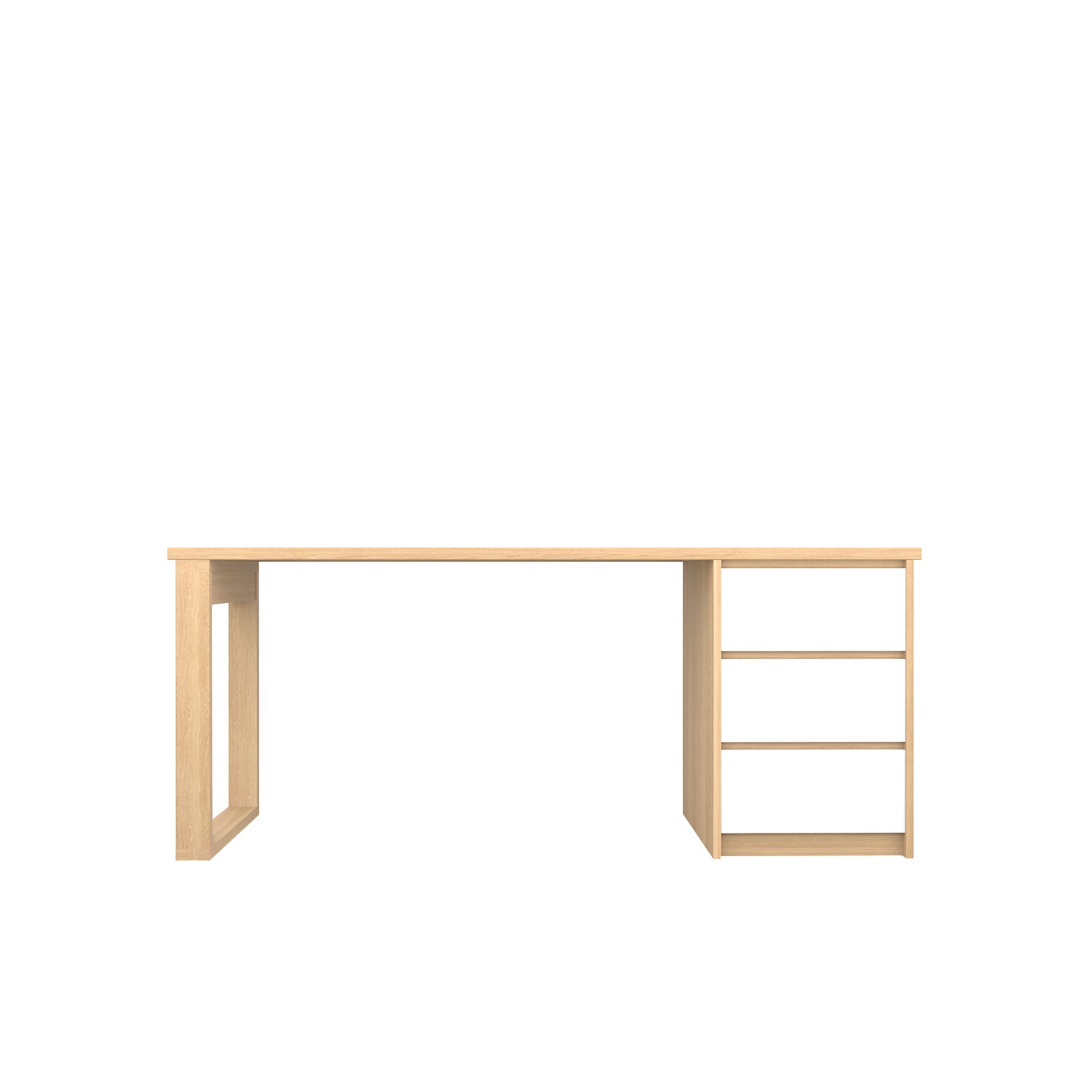 Kara 3 Drawer Desk - L180 / Oak/White