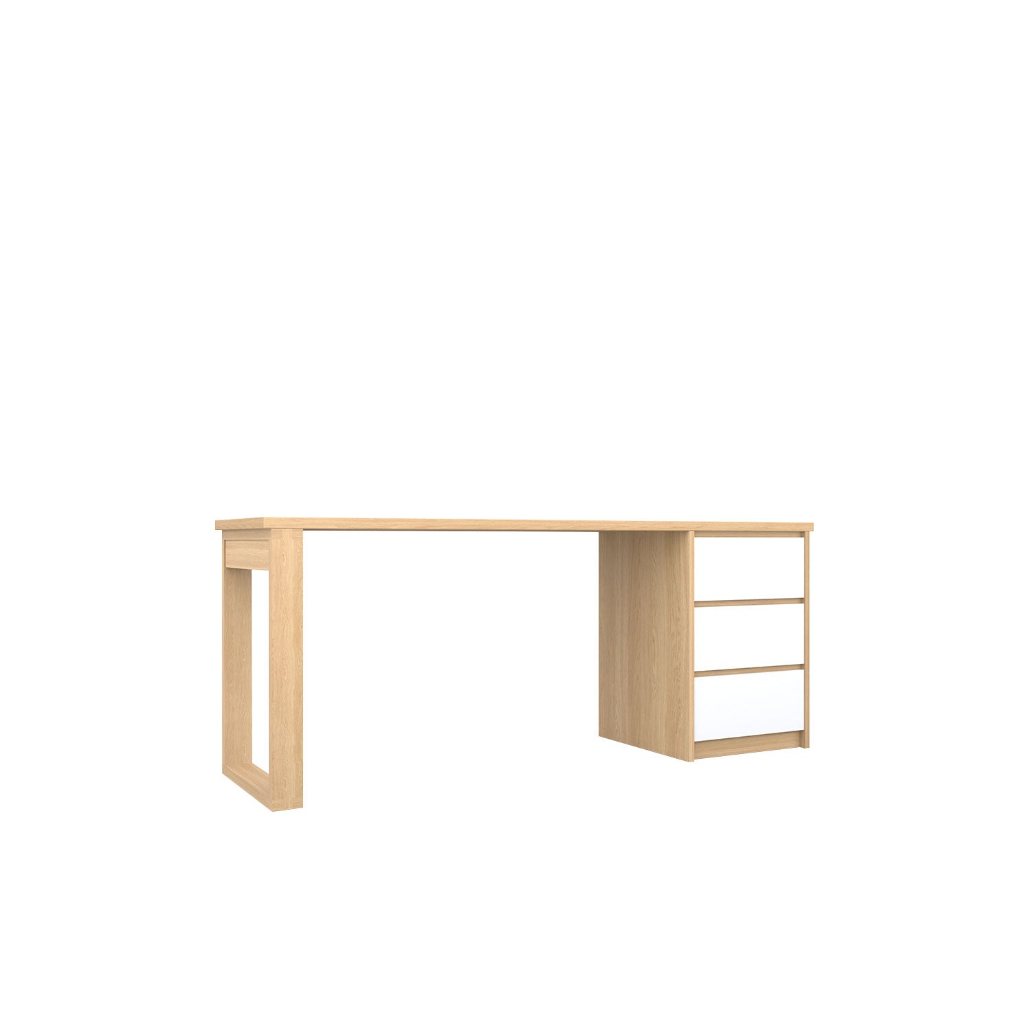Kara 3 Drawer Desk - L180 / Oak/White