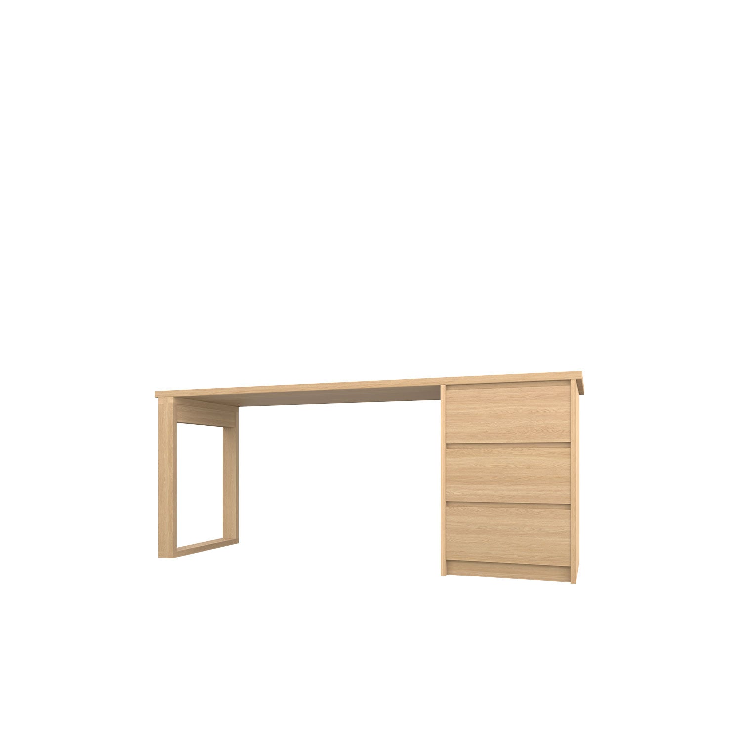 Kara 3 Drawer Desk - L180 / Oak/Oak