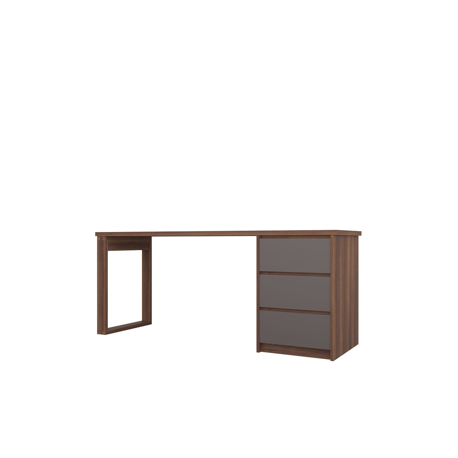 Kara 3 Drawer Desk - L180 / Walnut/Graphite
