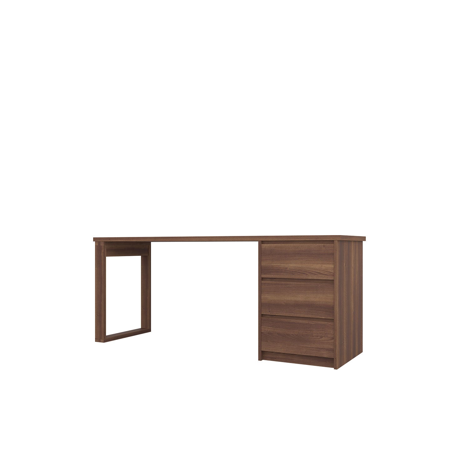 Kara 3 Drawer Desk - L180 / Walnut/Walnut