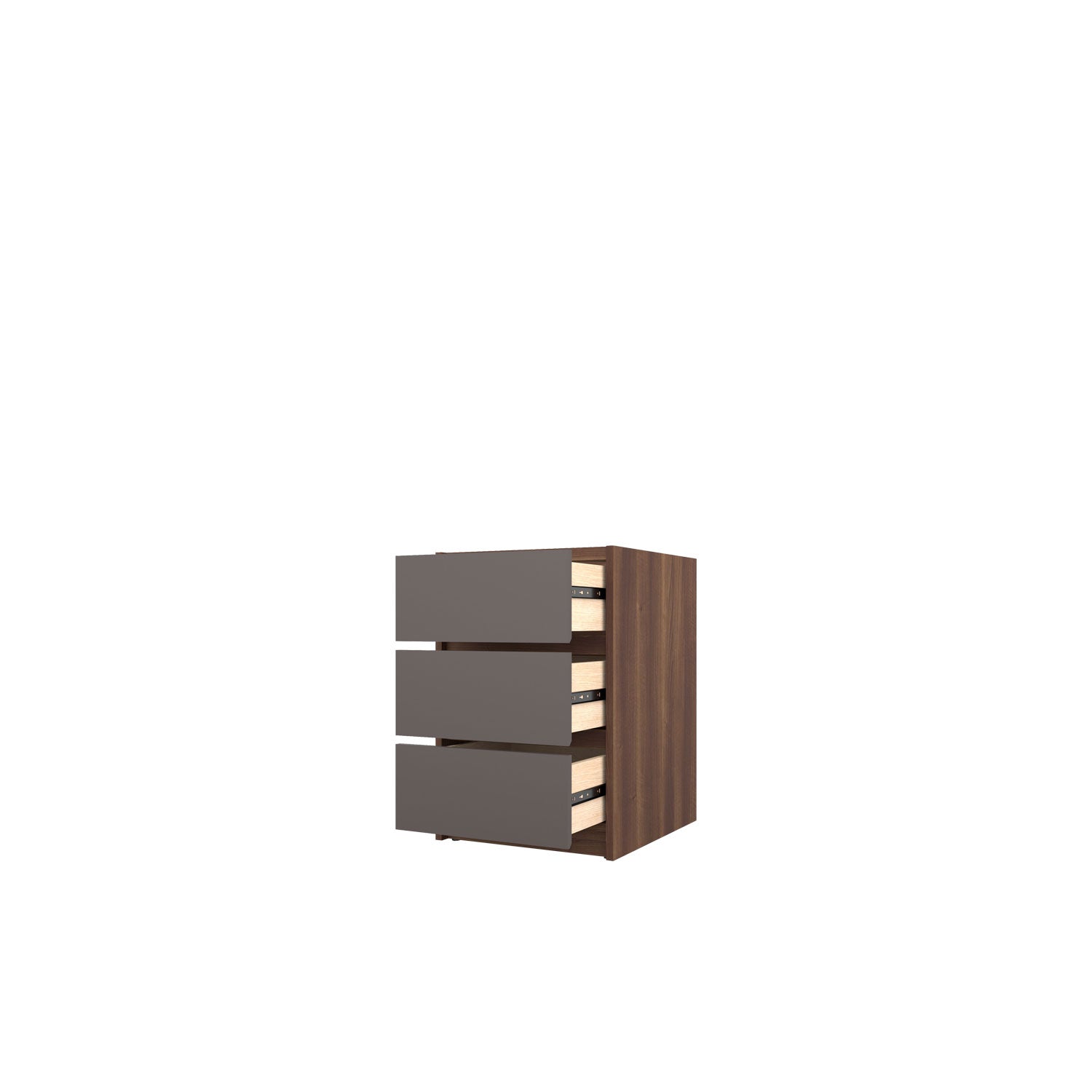 Kara 3 Drawer Desk Base - Walnut/Graphite
