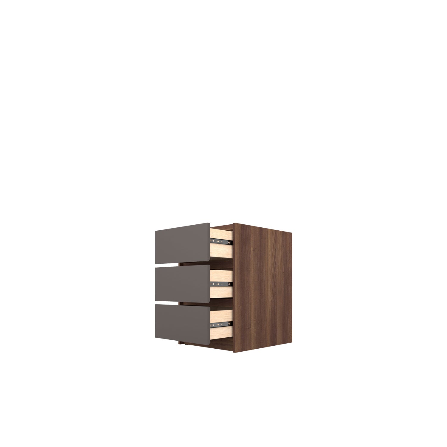 Kara 3 Drawer Desk Base - Walnut/Graphite
