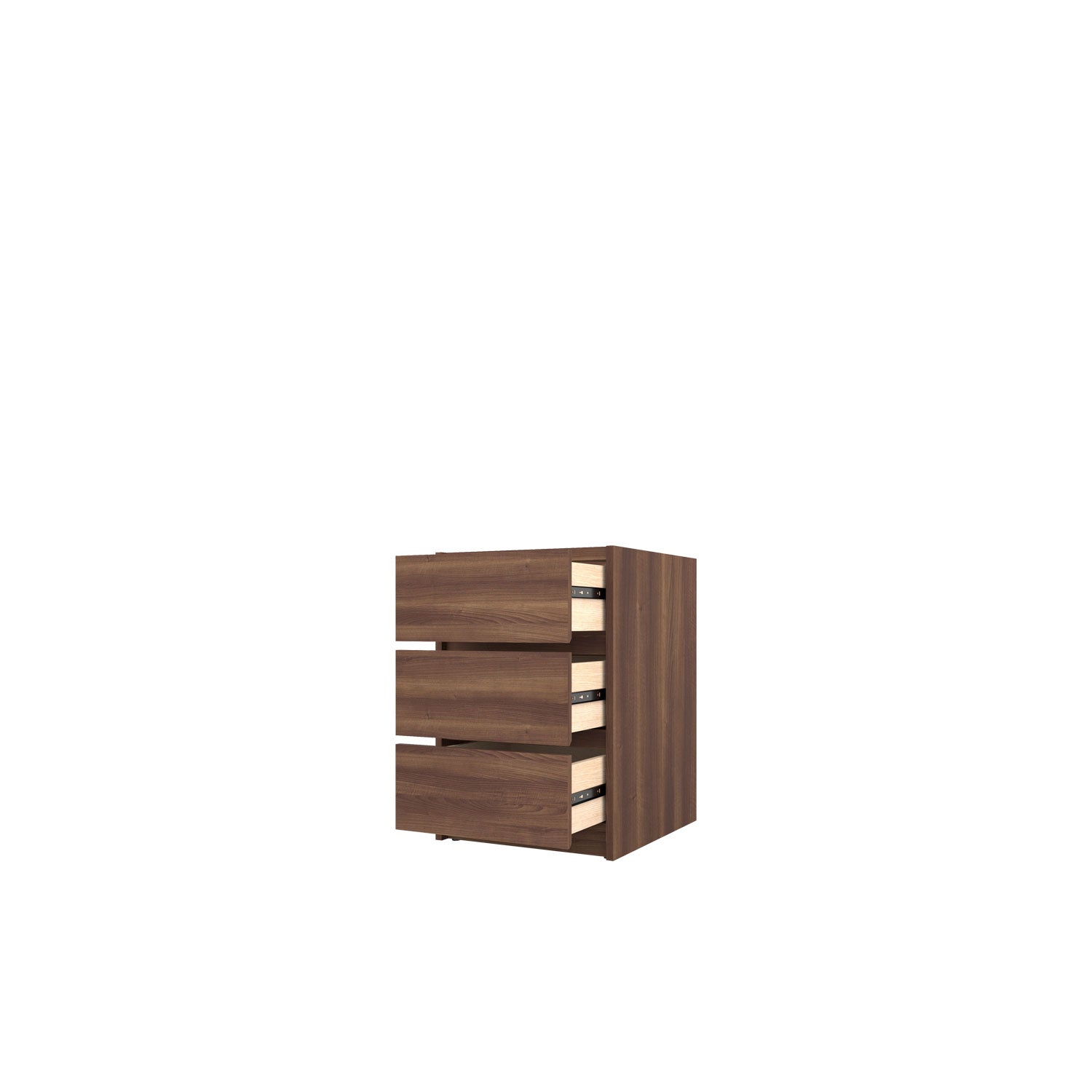 Kara 3 Drawer Desk Base - Walnut/Walnut