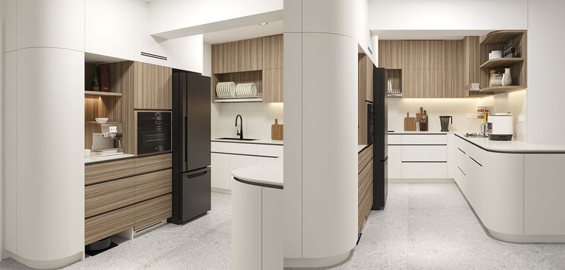 Curved Compact Kitchen with Integrated Storage
