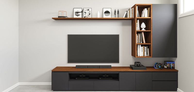 TV Unit Floating Shelves And Bookcase