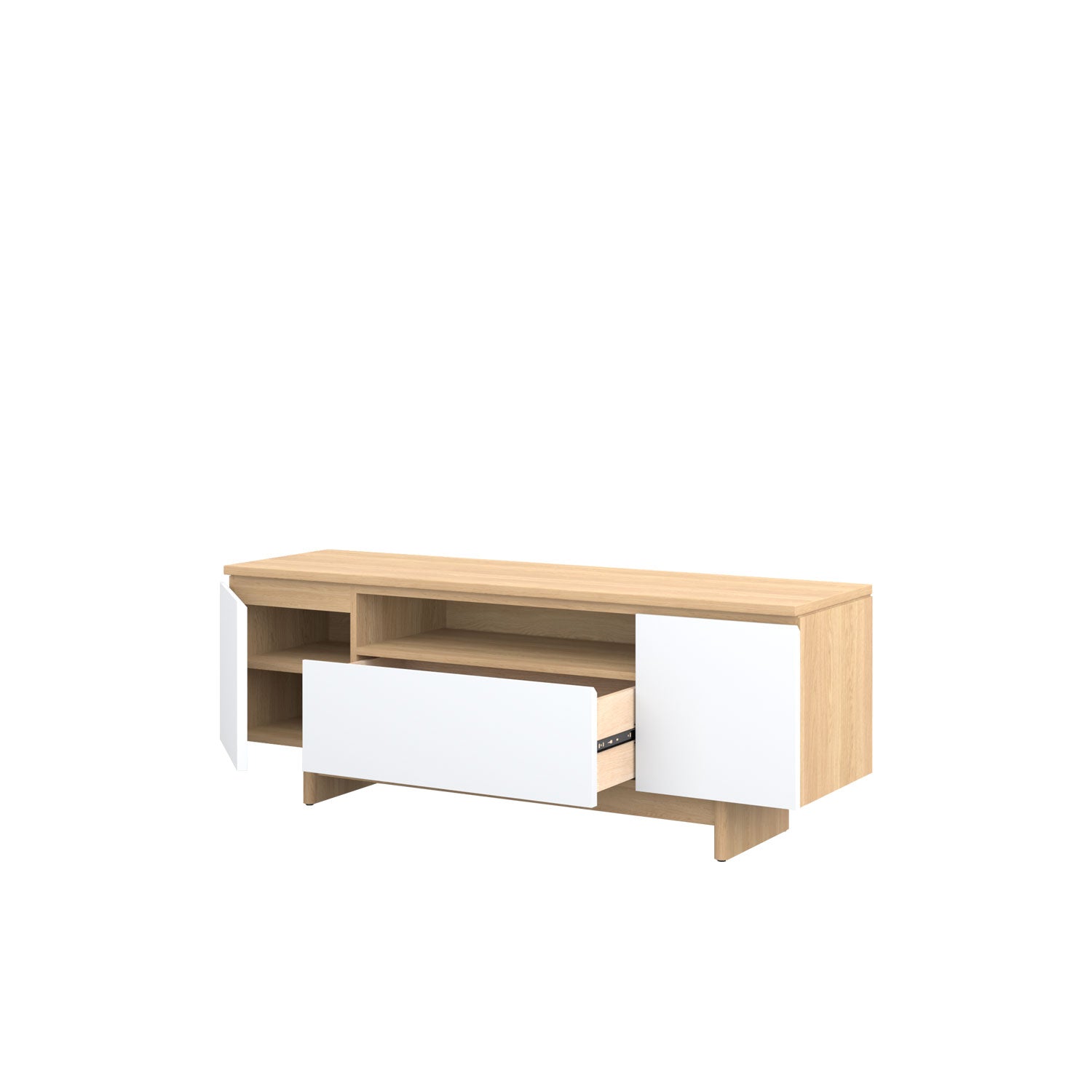 Moxie TV Unit 160 Oak - Oak/White / Oak Veneer