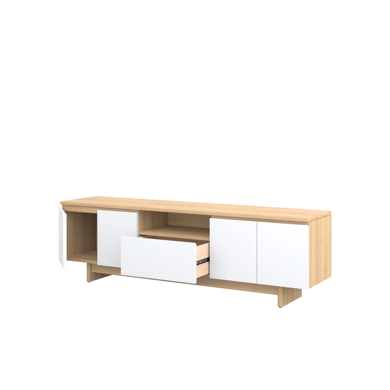 Moxie TV Unit 200 Oak - Oak/White / Solid Oak