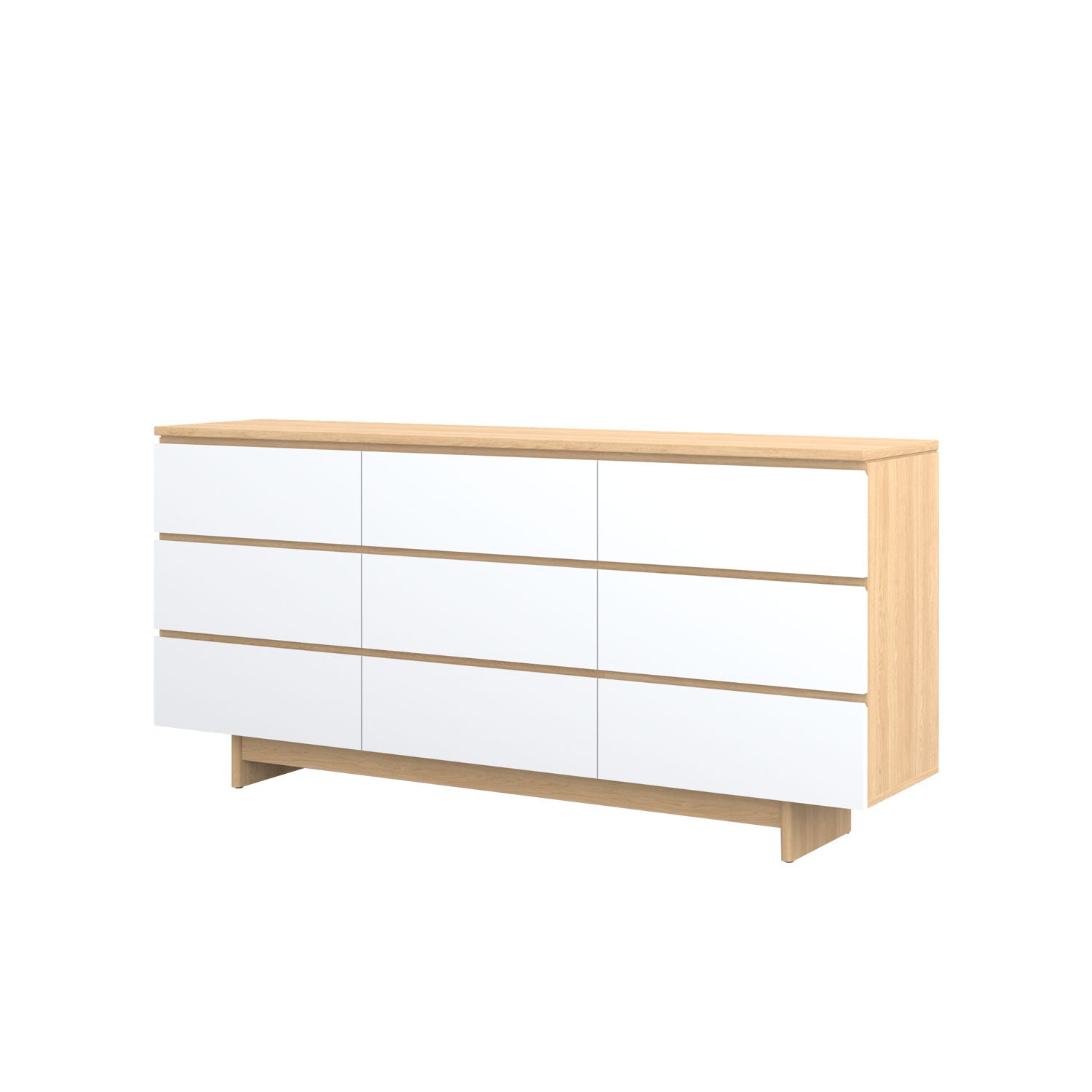 Moxie 9 Drawer Dresser 200 Oak - Oak/White / Solid Oak