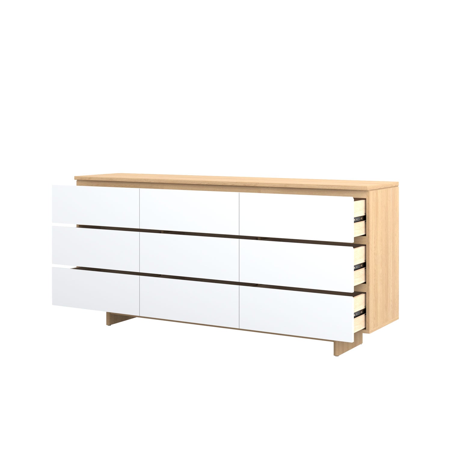 Moxie 9 Drawer Dresser 200 Oak - Oak/White / Solid Oak