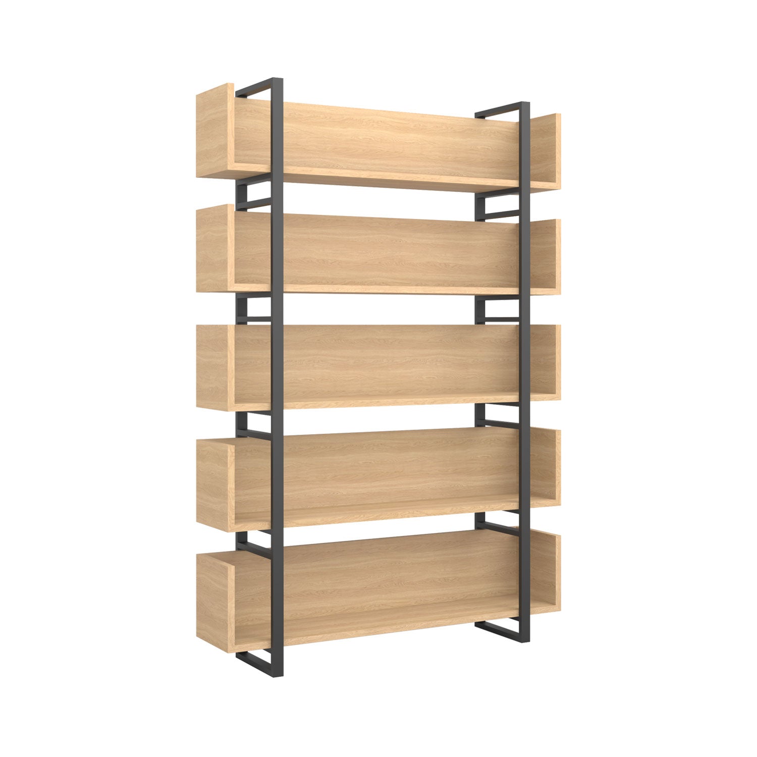 Nhi Bookcase Oak - Black / W140cm