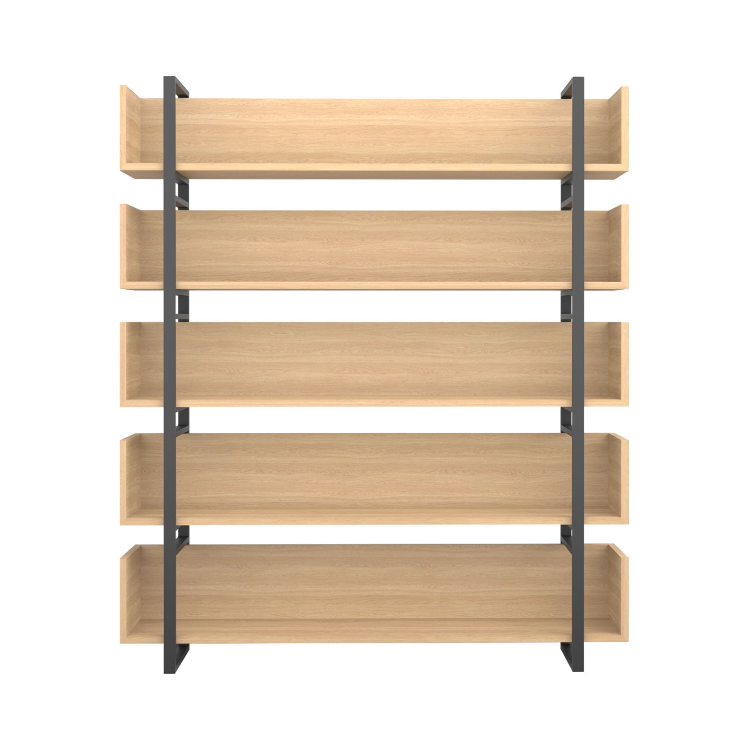 Nhi Bookcase Oak - Black / W210cm