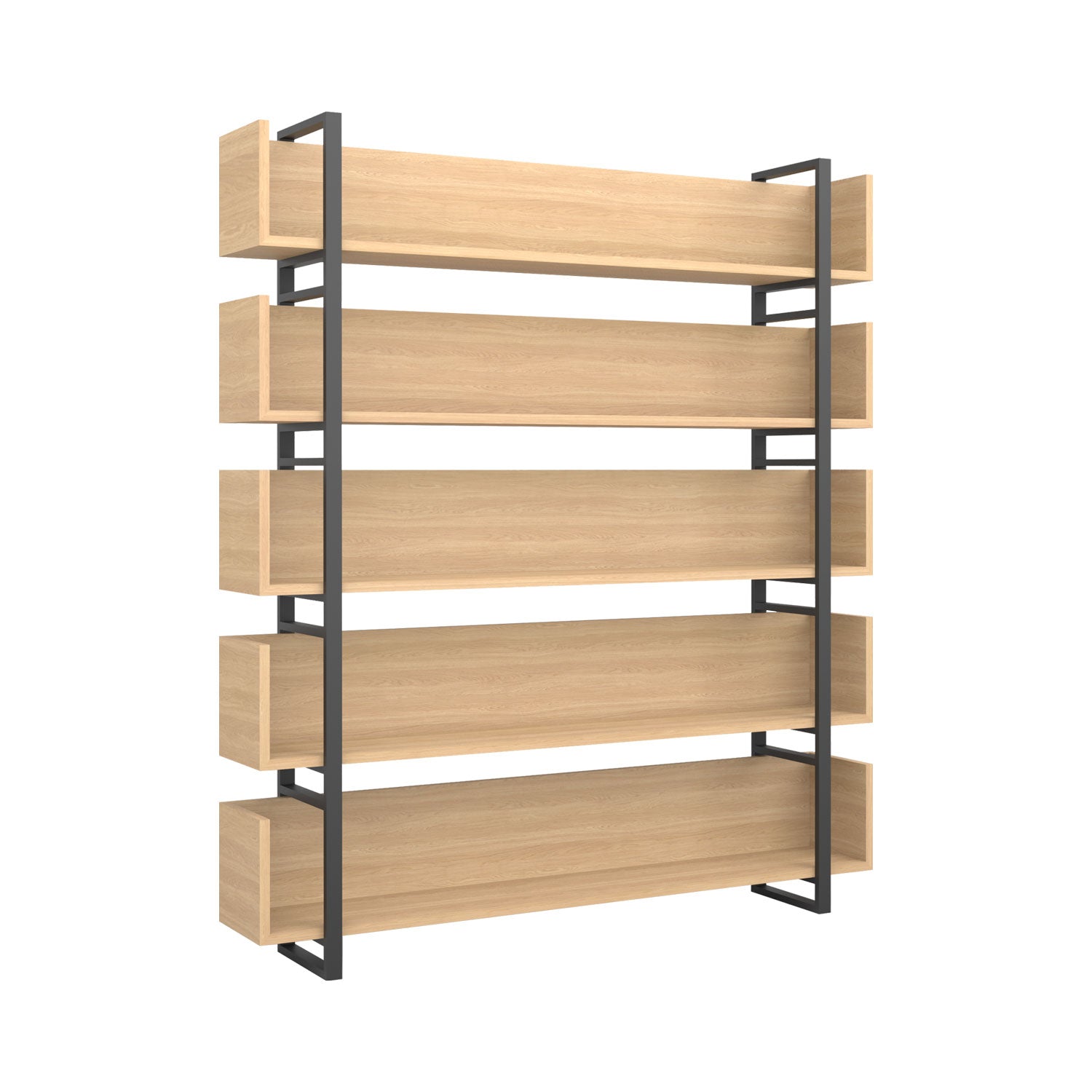 Nhi Bookcase Oak - Black / W210cm
