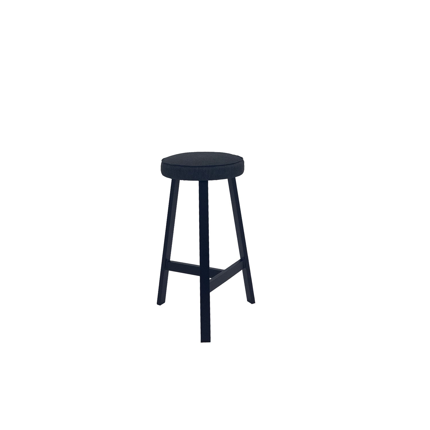 Oto Alu Bar Stool Black - Upholstered Seat - Flinders Phantom