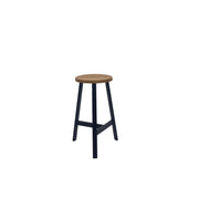 Oto Alu Bar Stool Black - Timber Seat - Oak