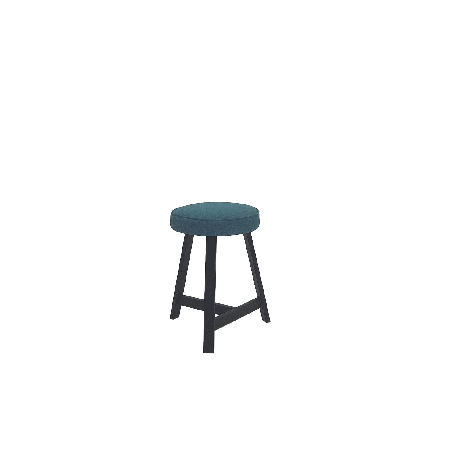 Oto Alu Dining Stool - Upholstered Seat - Black / Blaze 121